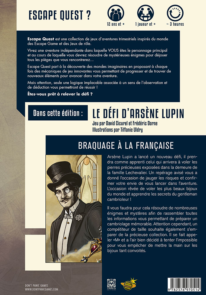 Présentation du livre-jeu Escape Quest 4 - Le Défi d'Arsène Lupin offert chez LilloJEUX