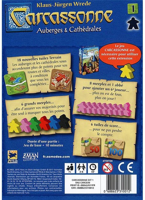 Présentation du jeu Carcassonne Ext1 - Auberges & Cathédrales offert chez LilloJEUX