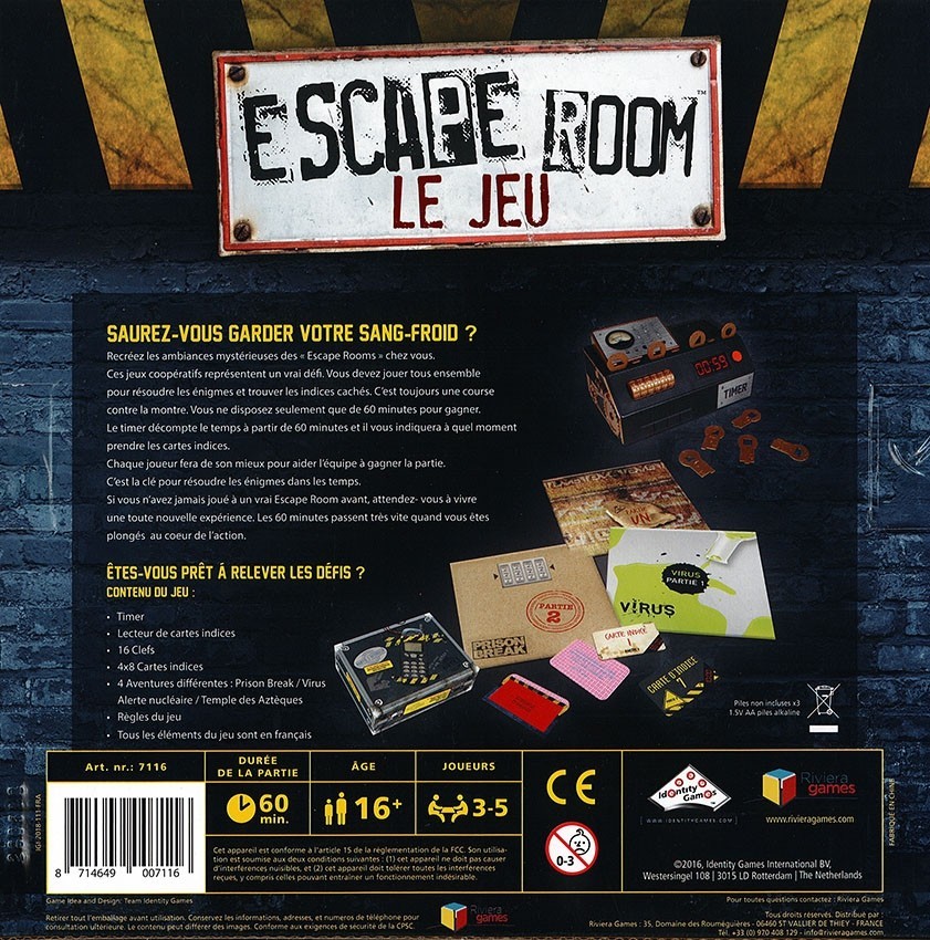 Présentation du jeu Escape Room Le Jeu offert chez LilloJEUX