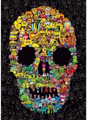 Casse-tête - Jon Burgerman - Doodle Skull (1000 pièces) - Heye