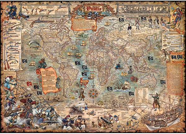 Casse-tête - Map Art - Pirate World (2000 pièces) - Heye (1)