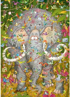 Casse-tête - Marino Degano - Elephant's Life (1000 pièces) - Heye