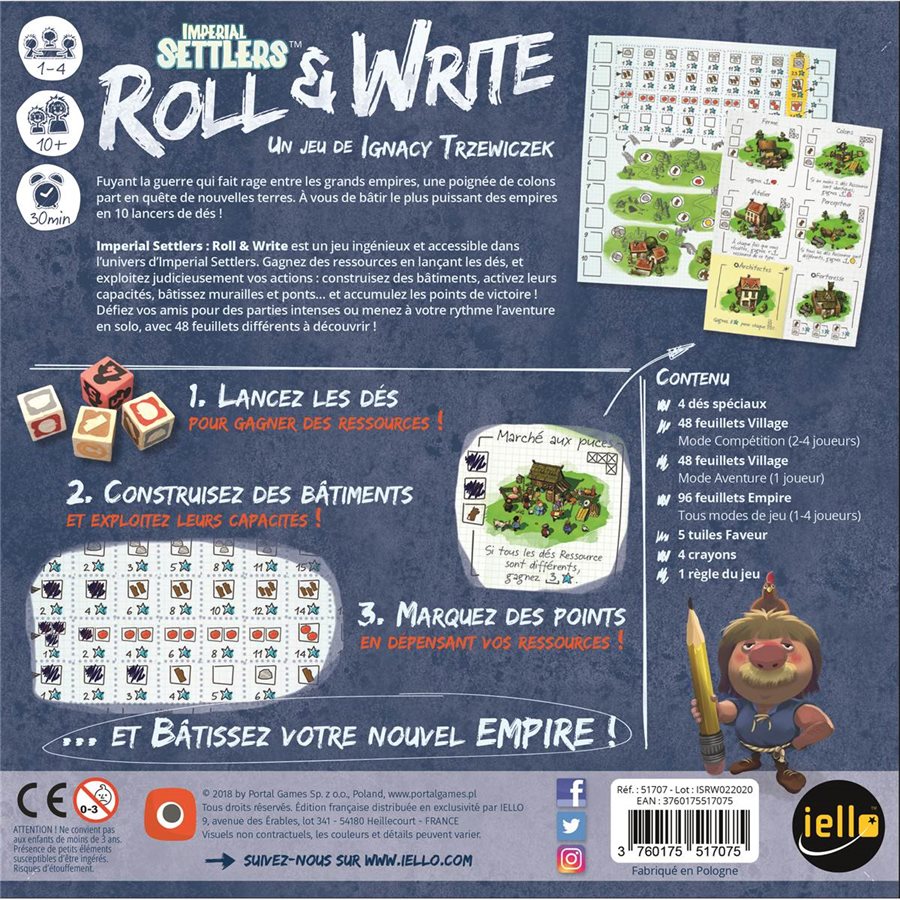Présentation du jeu Imperial settlers roll and write