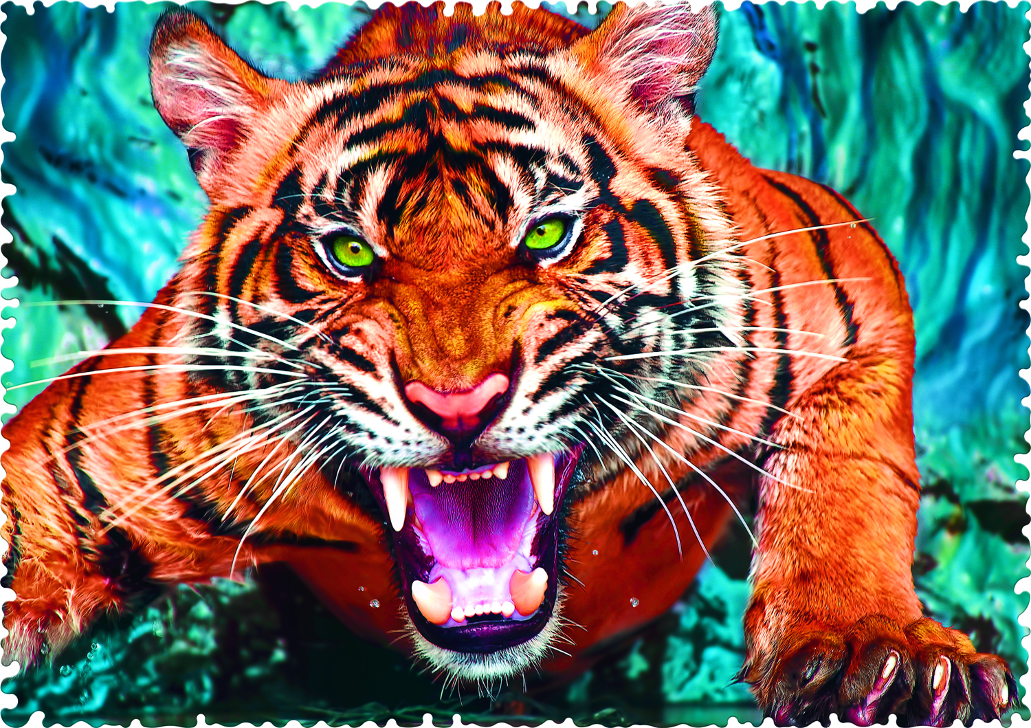 Casse-tête - Crazy Shapes - Face à face avec un tigre (600 pièces) - Trefl