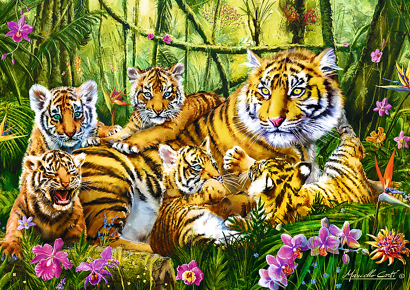 Casse-tête - La famille des tigres (500 pièces) - Trefl