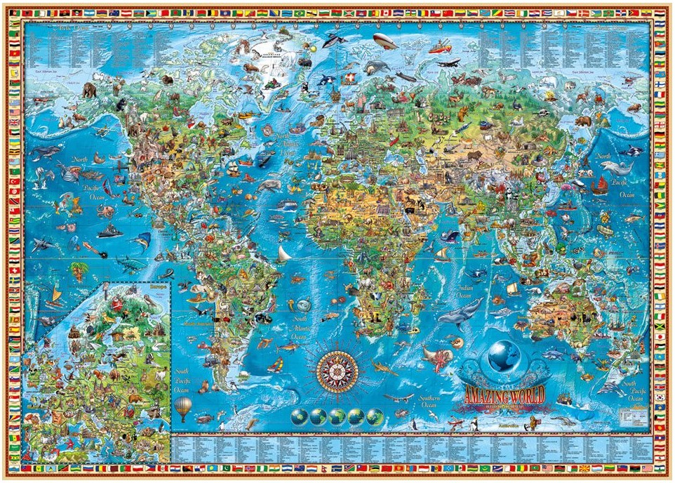 Casse-tête - Map Art - Amazing World (2000 pièces) - Heye