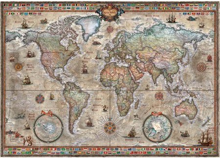 Casse-tête - Map Art - Retro World (1000 pièces) - Heye