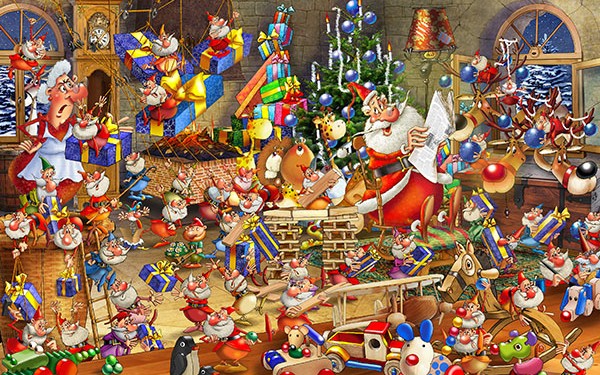 Casse-tête Le tumulte de Noël (1000 pièces) PiatniK
