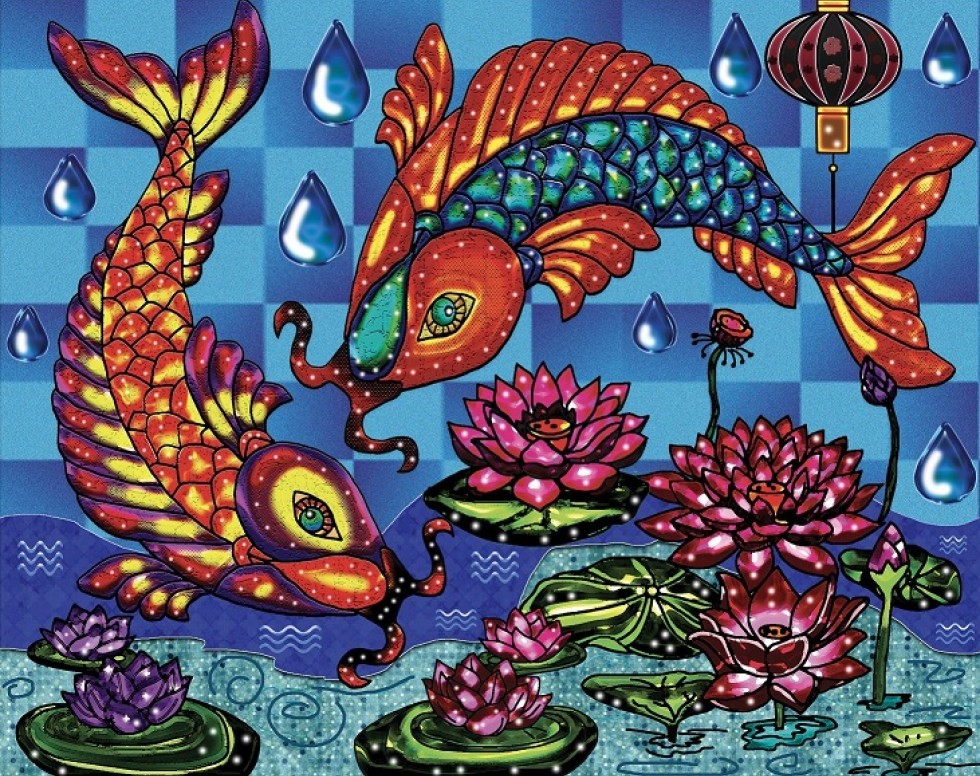Broderie de Diamants – Poissons Koï
