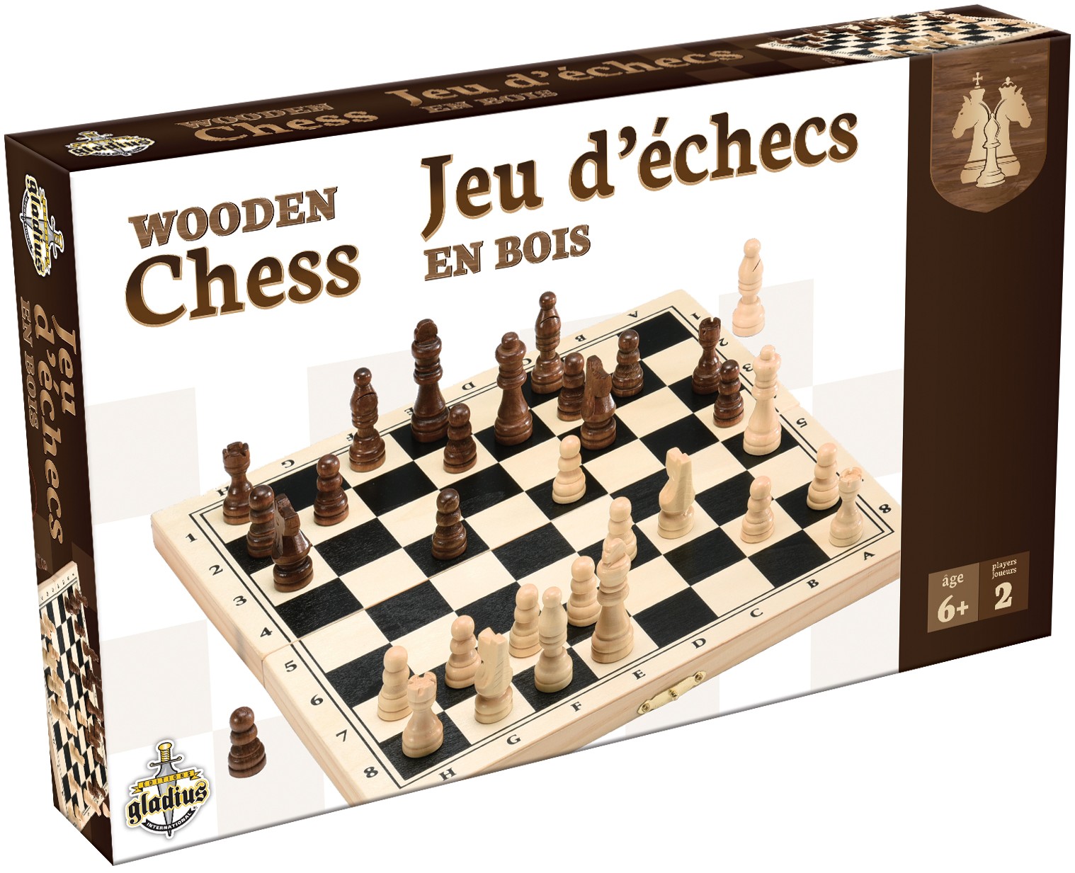 Boîte du Jeu d'échecs en bois