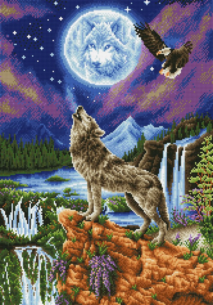 Boîte du bricolage Diamond Dotz - Mystic Wolf (47 x 67)