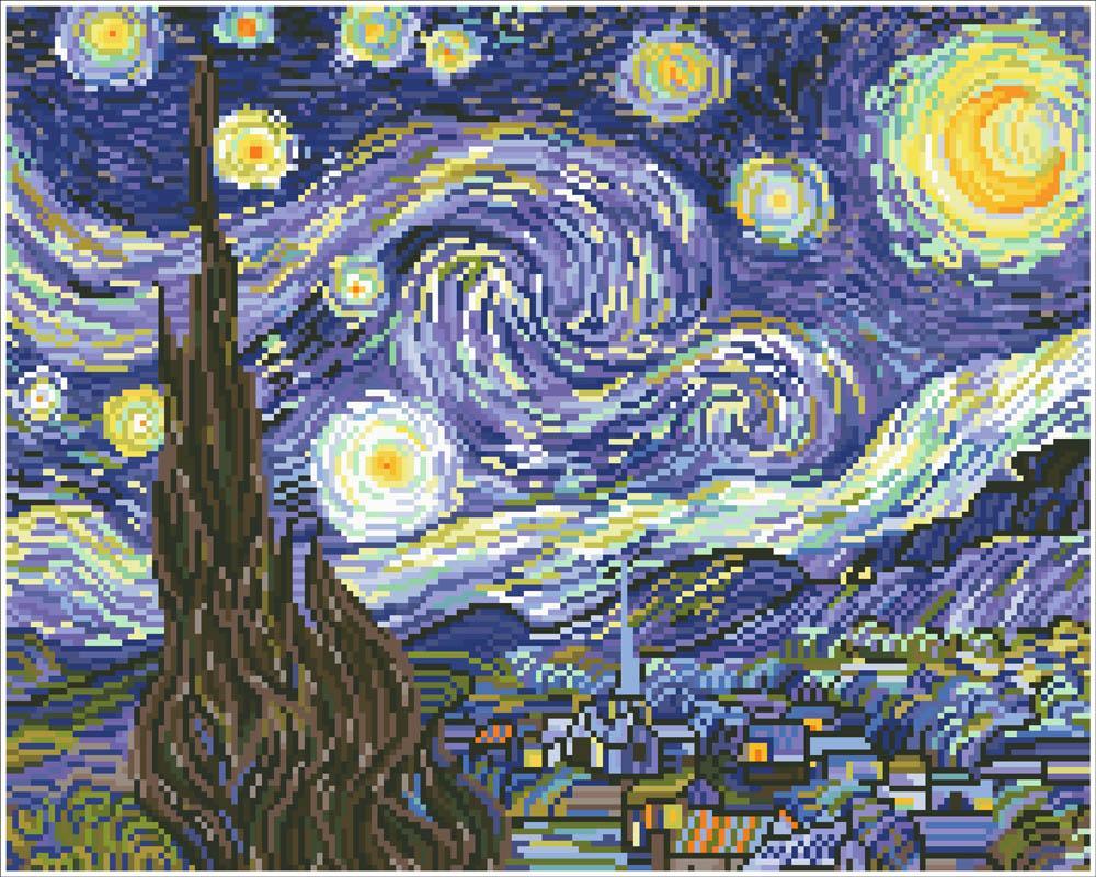 Présentation du bricolage Diamond Dotz - Starry Night - Van Gogh (50,8 x 40,6)