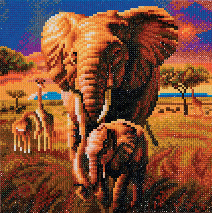 Boîte du bricolage Crystal Art - Elephant of the Savannah Framed Kit (30 x 30)