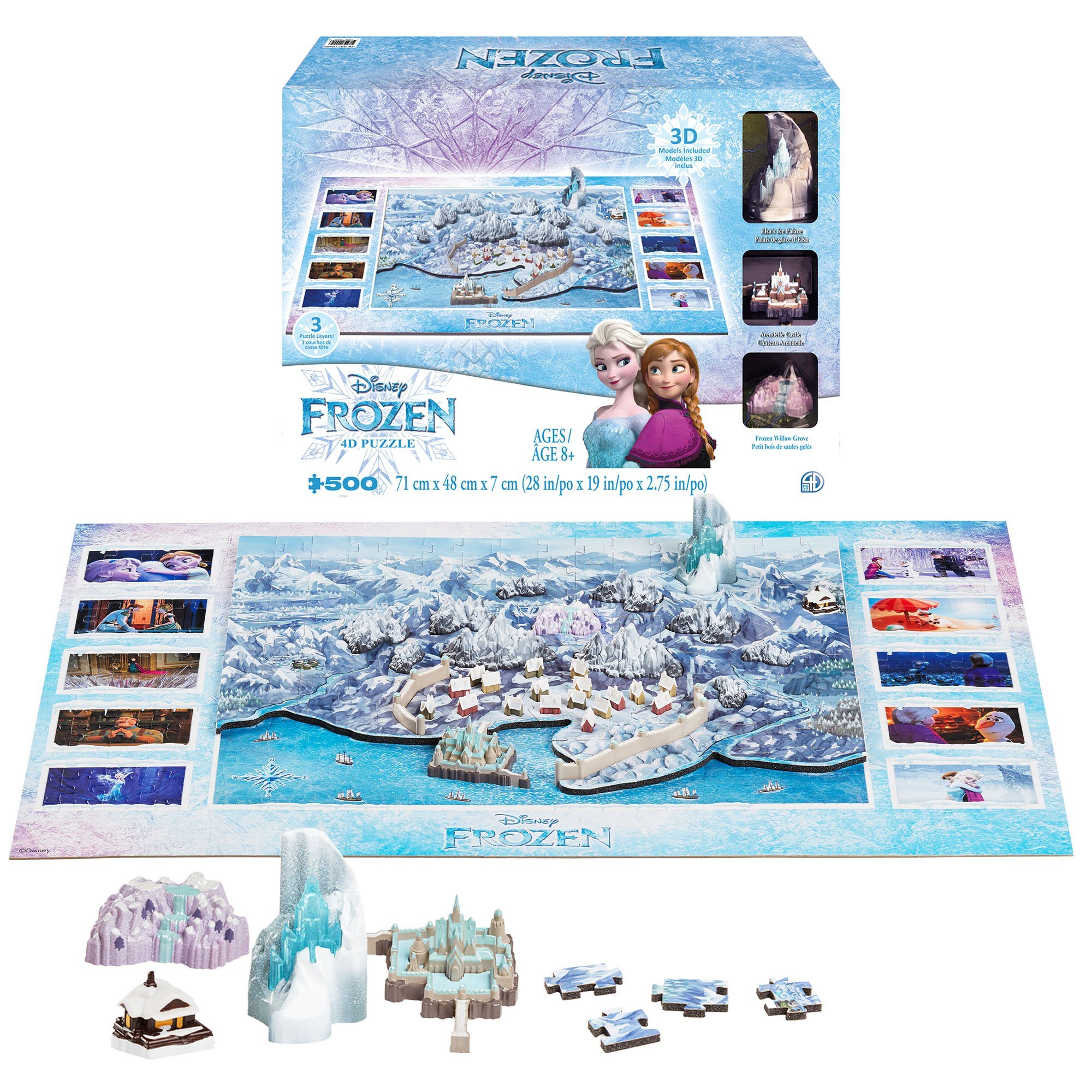 Boîte du casse-tête 3D Disney Frozen puzzle of Arendelle (500 pièces) - 4D Brands