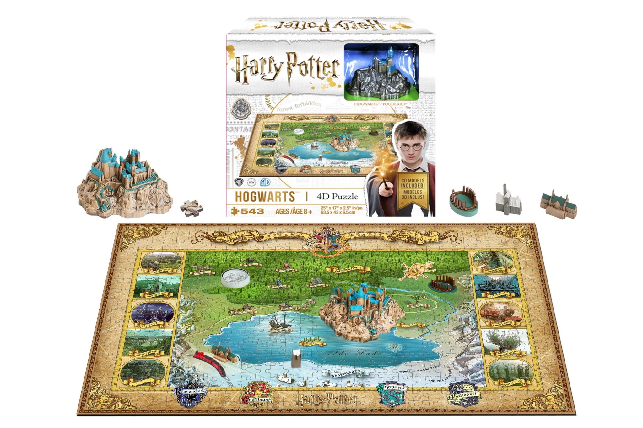Présentation du casse-tête Harry Potter - Mini Hogwarts (543 pièces) 3D - 4D Brands