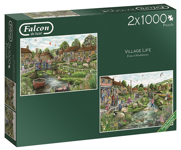 Boîte du casse-tête Village Life (2 x 1000 pièces) - Falcon