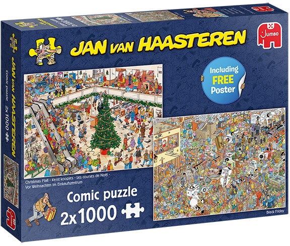 Boîte du casse-tête Jan Van Haasteren - Les courses de Noël (2 x 1000 pièces) - Jumbo