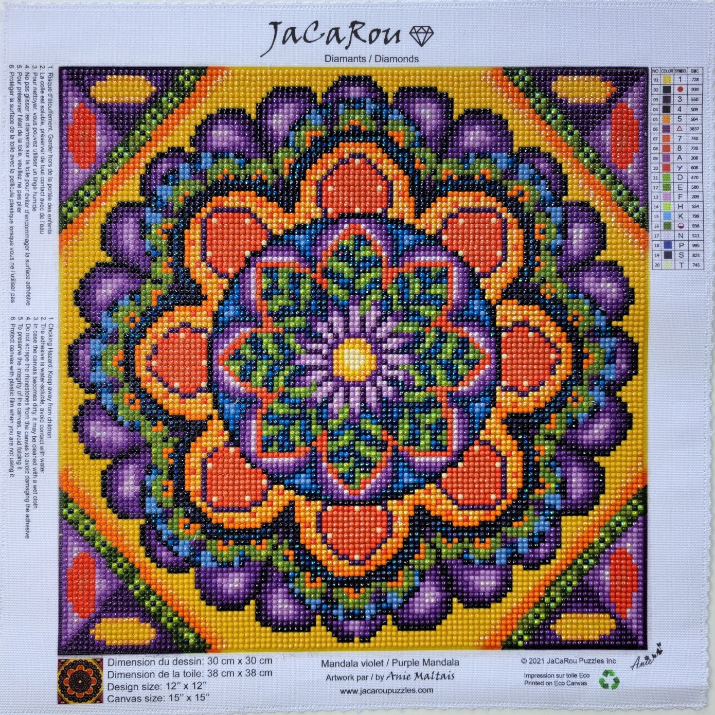 Présentation du bricolage Broderie de Diamants - Mandala violet (30 x 30)