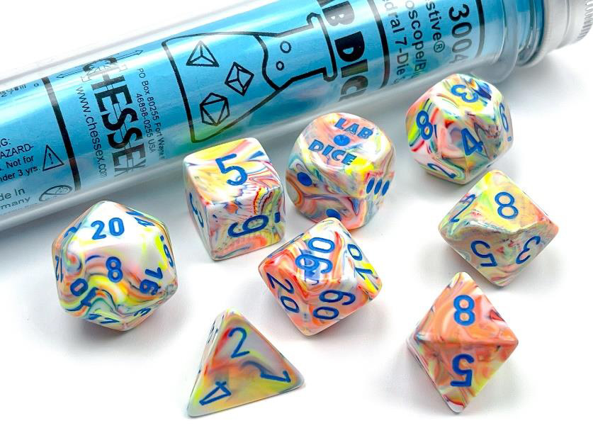 Boîte du jeu Lab Dice 5 - Festive Kaleidoscope avec chiffres bleus