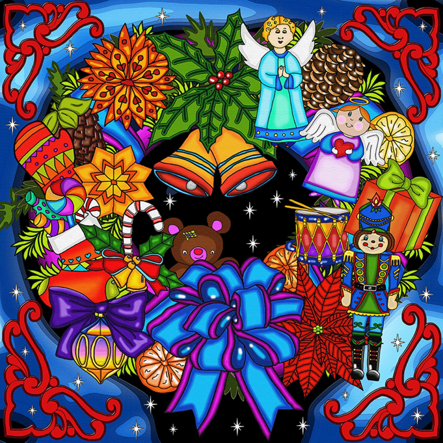 Broderie de Diamants – Couronne de Noël (50 x 50)