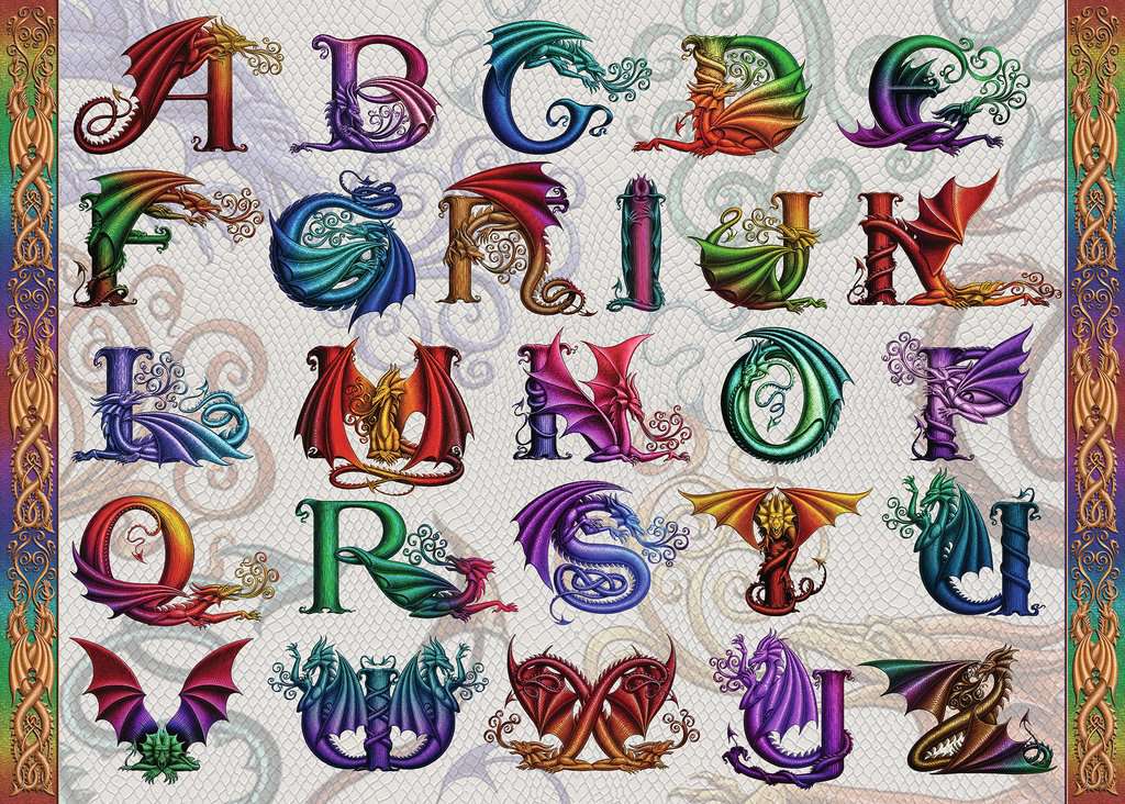 Boîte du casse-tête L'Alphabet du Dragon (1000 pièces) - Ravensburger