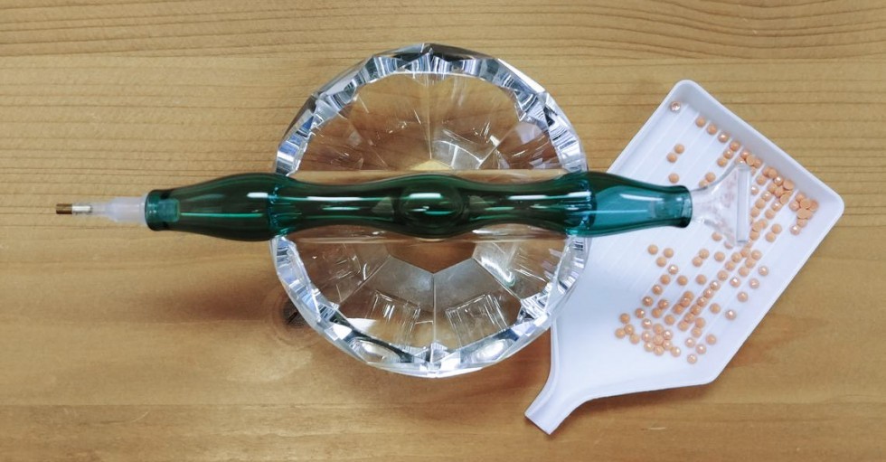 Boîte du bricolage Broderie de Diamants - Stylet en verre Sarcelle