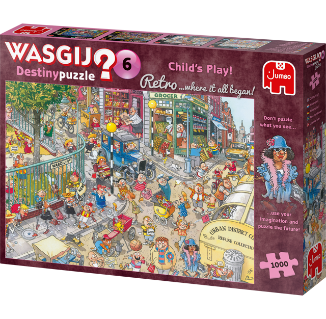 Présentation du casse-tête Wasgij Destiny Retro 6 - Jeux d'Enfants! (1000 pièces) - Jumbo