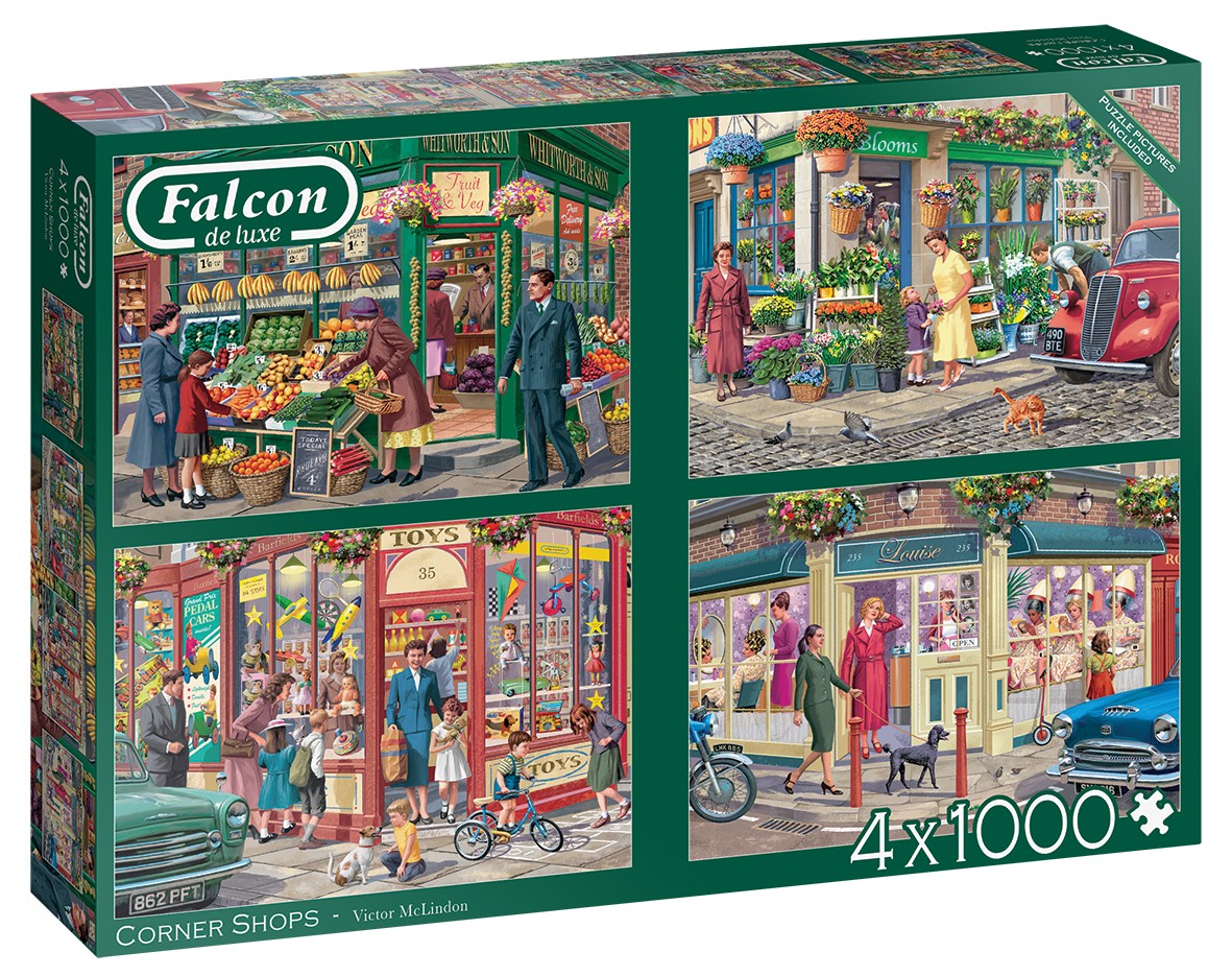 Boîte du casse-tête Corner Shops (4 x 1000 pièces) - Falcon