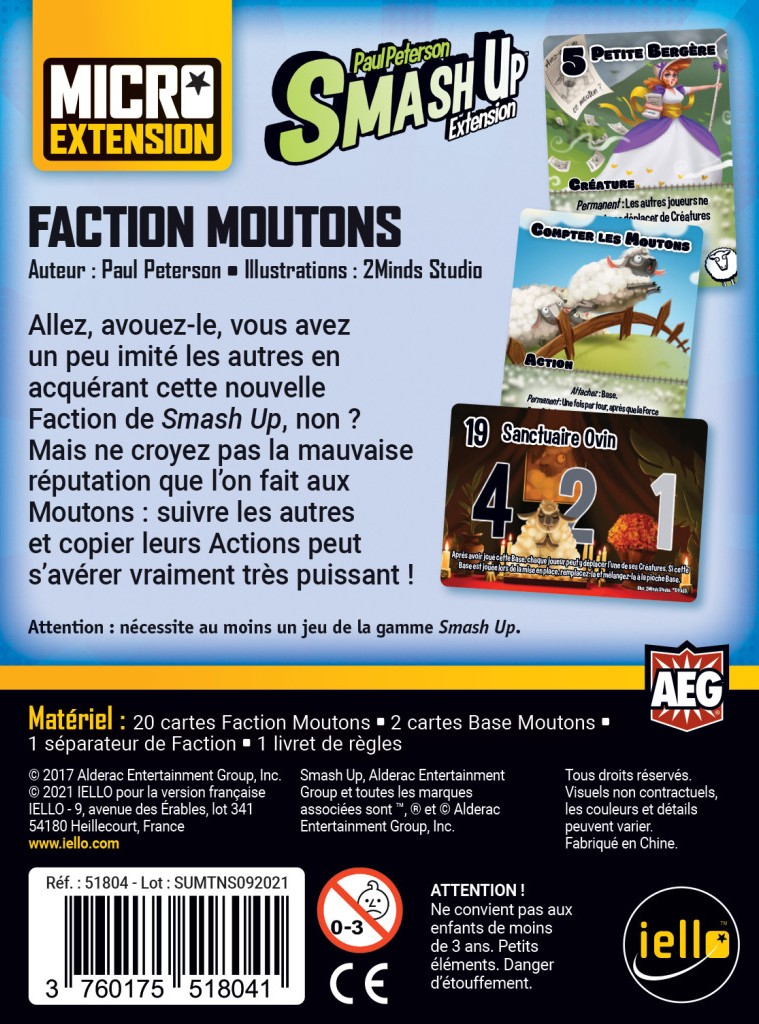 Présentation du jeu Smash Up - Faction Moutons (Micro ext)