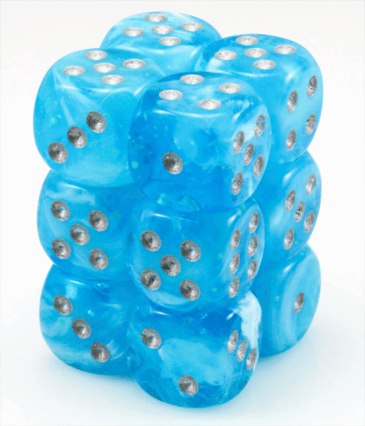Chessex – Brique de 12 d6 16mm Luminary Sky avec points argent