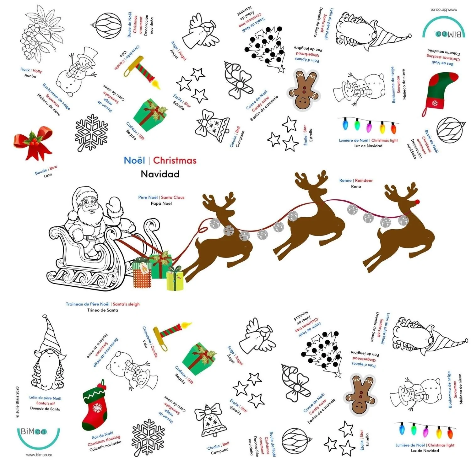 Boîte du bricolage BiMoo - Nappe à colorier: Noël 45 x 45 (ML)