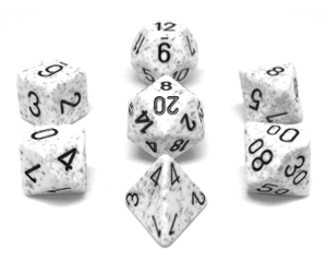 Chessex – 7 dés polyédriques picotés »Arctic Camo »
