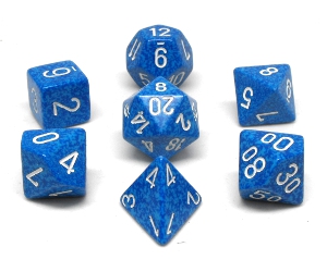 Chessex – 7 dés polyédriques picotés »Water »