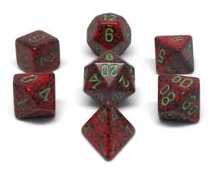 Chessex – 7 dés polyédriques picotés »Strawberry »