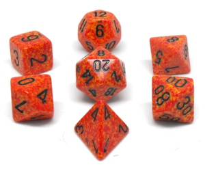 Chessex – 7 dés polyédriques picotés »Fire »