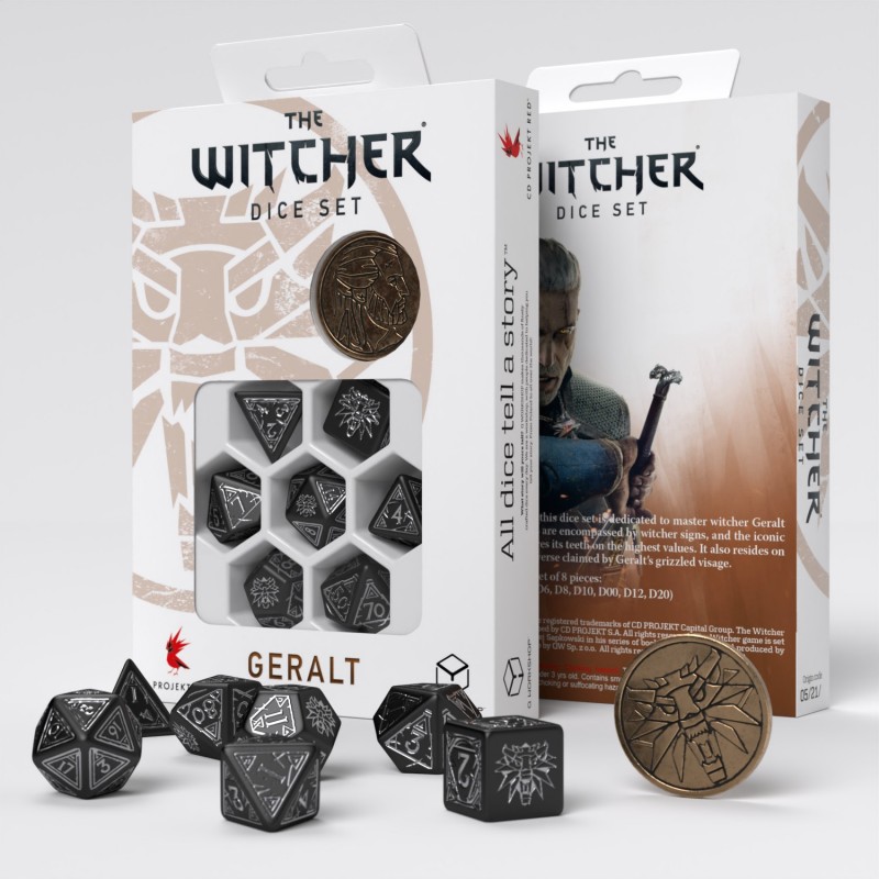 Présentation accessoire Q Workshop - Dés The Witcher : Geralt