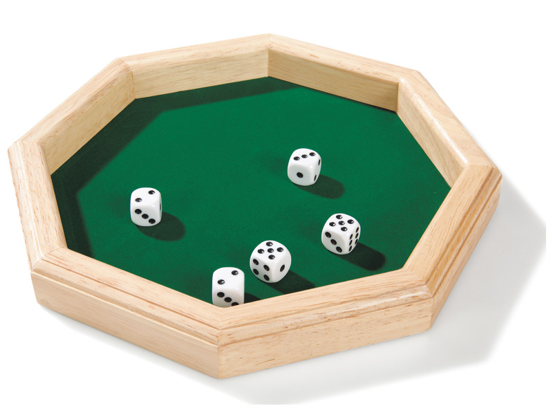 Boîte du jeu Piste de Dés en bois octogonale (10 pouces)
