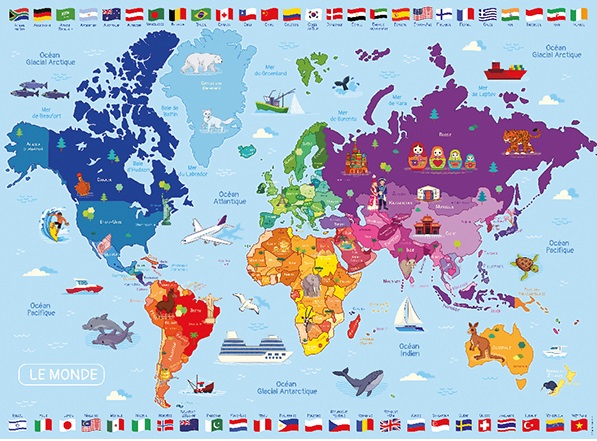 Boîte du casse-tête Carte du Monde (250 pièces) - Nathan
