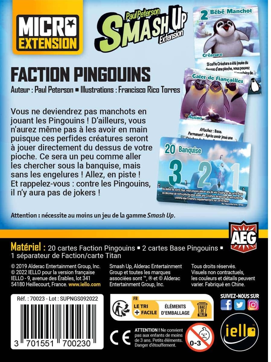 Présentation du jeu Smash Up - Faction Pingouins (Micro ext)
