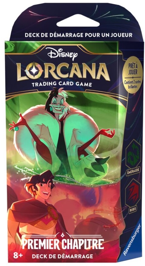 Boîte du jeu Disney Lorcana: Premier Chapitre - Deck de Démarrage (Rubis - Émeraude)
