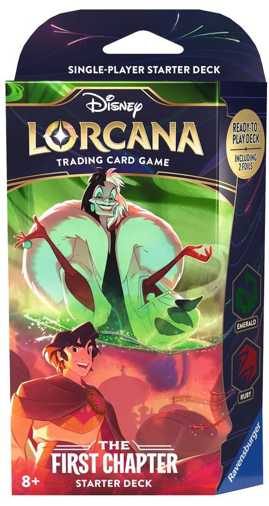 Boîte du jeu Disney Lorcana: The First Chapter - Starter Deck (Emerald - Ruby) (VA)