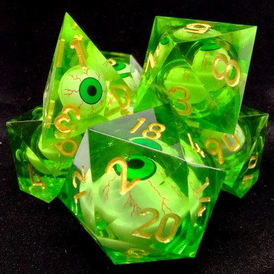 Boîte du jeu Bescon - Miroirs de l'âme - kit de dés "Liquid Core" vert