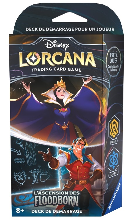Boîte du jeu Disney Lorcana: L'Ascension des Floodborn - Deck de démarrage (Ambre - Saphir)