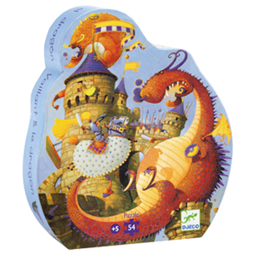 Boîte du casse-tête Silhouette - Vaillant et les Dragons (54 pièces) - Djeco