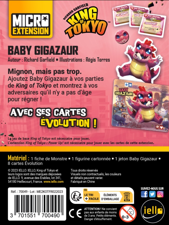 Présentation du jeu King of Tokyo - Baby Gigazaur (Micro extension)