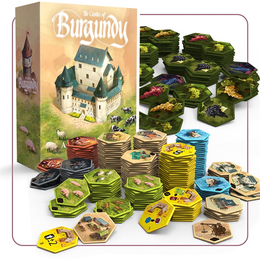 Boîte du jeu The Castles of Burgundy - Édition de Luxe - Tuiles Hexagonales