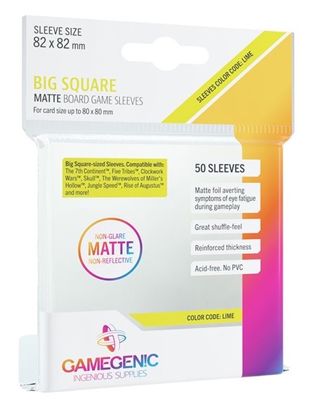 Boîte du jeu Sleeves - Protecteurs de cartes: Big Square Matte 82 x 82 mm Paquet de 50