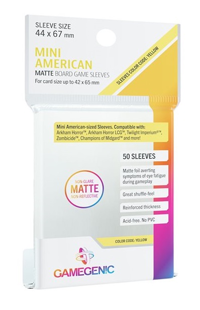 Boîte du jeu Sleeves - Protecteurs de cartes: Mini American Matte 44 x 67 mm Paquet de 50