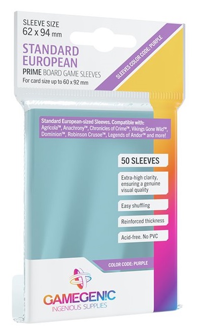 Sleeves – Protecteurs de cartes: Standard European Prime 62 x 94 mm Paquet de 50