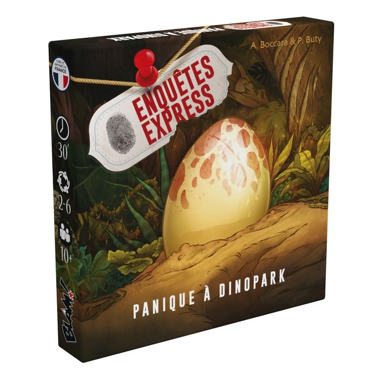 Boîte du jeu Enquêtes Express - Panique à DinoPark